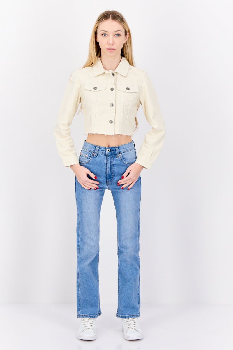 Don't Call Me Jennyfer Women Solid Jacket Shirt, Cream  - Image 4