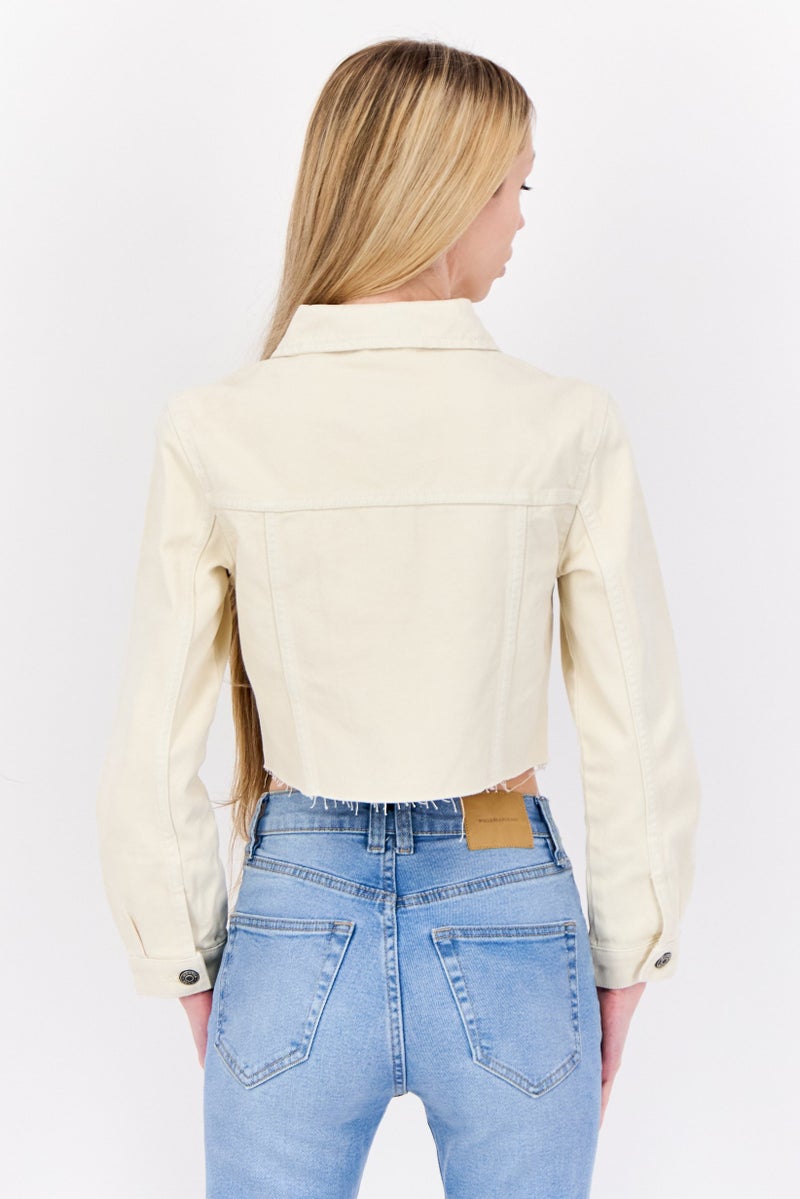 Don't Call Me Jennyfer Women Solid Jacket Shirt, Cream  - Image 3