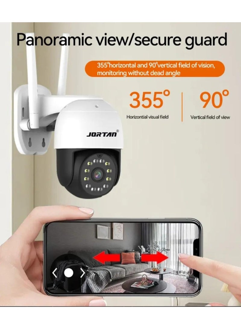 جورتان كاميرا مراقبة جورتان 4 ميجا بكسل 1080 بكسل داخلية وخارجية مزودة بشبكة واي فاي، رؤية ليلية كاملة الألوان، محادثة ثنائية الاتجاه، كشف الحركة، تتبع الحركة، مقاومة للماء والغبار IP66، تحكم PTZ - Image 2
