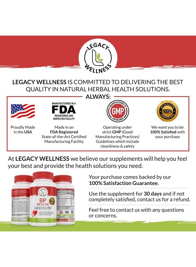 LegacyNutra BP Rescue Blood Pressure Support Supplement - Vitamins & Herbs to Help Circulation & Blood Flow - Natural Blood Pressure Supplements with Hawthorn Berry, Garlic, Hibiscus in Capsules for Men & Women - Image 5