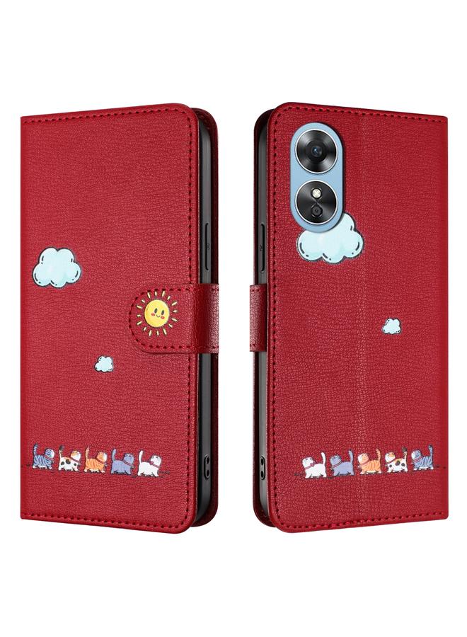 اس-توب جراب جلدي لهاتف OPPO A58 5G / A58x برسومات قطط كرتونية - Image 2