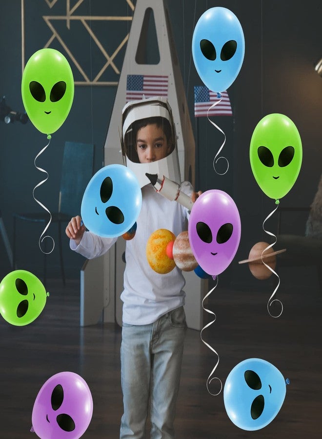 Whaline 65Pcs Alien Balloons Green Blue Purple Alien Party Latex Balloons UFO balloons Outer Space Aliens Decorations for Birthday Party Baby Shower Supplies Home Backdrop Decorations - Image 4