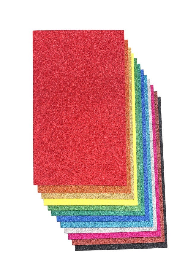 Ader Products 16 Pack Glitter EVA Foam Handicraft Sheets - Non-Adhesive - 8.5 x 11 Inches - Thick and Soft Paper for DIY Projects - 12 Assorted Colors - Image 1