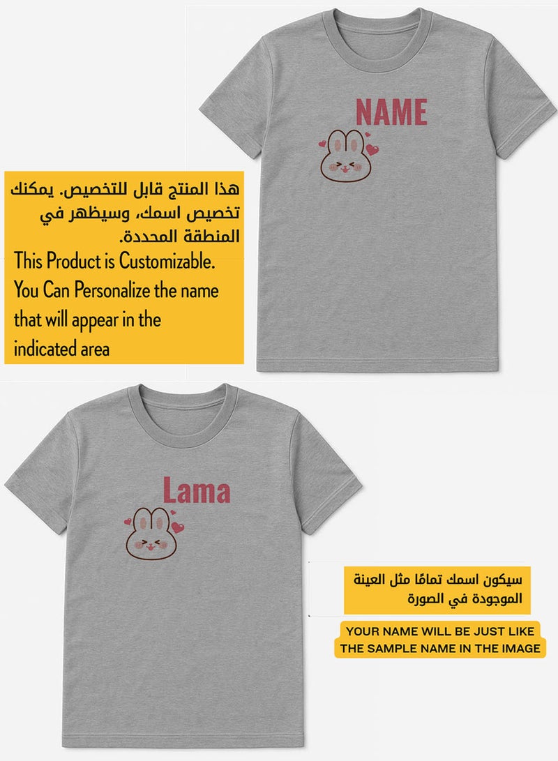 لوحة تيشيرت قطن قابل للتخصيص باسمك مع تصميم قطة وقلوب - Image 2