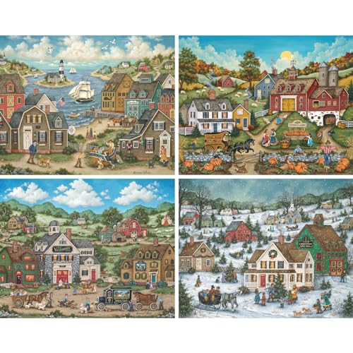 Bits and Pieces 4in1 Jigsaw Puzzle MultiPack for Adults Seasons in The Country Collection by Bonnie White Unique Random DieCut Pieces Four 500 Piece Puzzles 16 x 20 - Image 5