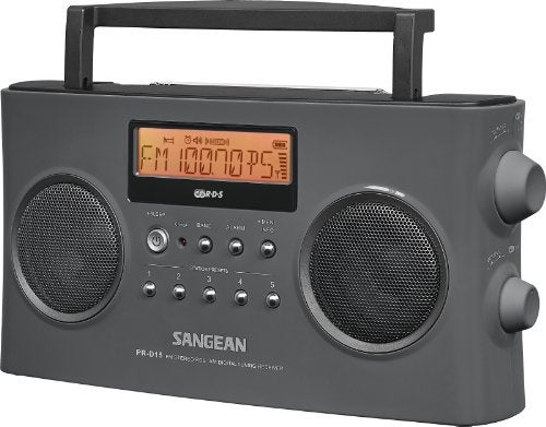SANGEAN راديو محمول رقمي Sangean PR-D15 AM/FM-Stereo RDS مع شاحن بطارية مدمج، رمادي - Image 3