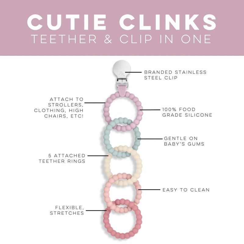 Ryan & Rose Cutie Clinks Attachable Teether Chew Toy for Babies (Blossom) - Image 2
