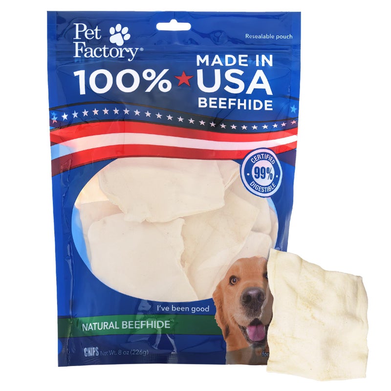 Pet Factory 100% USA Made Beefhide 8in Rolls Dog Dental Chews - Thick Rawhide Dental Chews for Dogs, Promotes Healthy Teeth & Gums, 99% Digestible - 8 Ounce (Pack of 1)