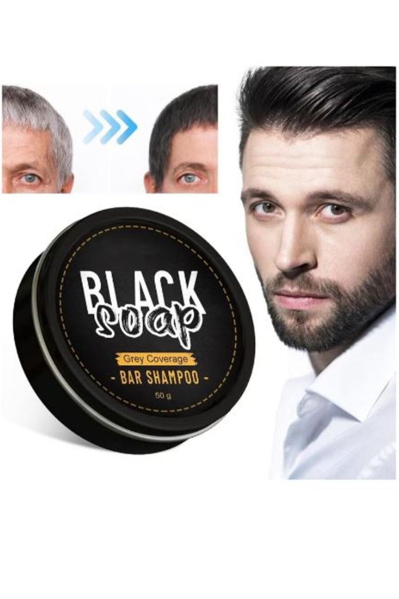 بلاك سوب شامبو تغطية الشعر الرمادي، شامبو صديق للبيئة لإخفاء الشعر الرمادي بشكل طبيعي، لتغذية الشعر واستعادته 50 جرام - Image 1