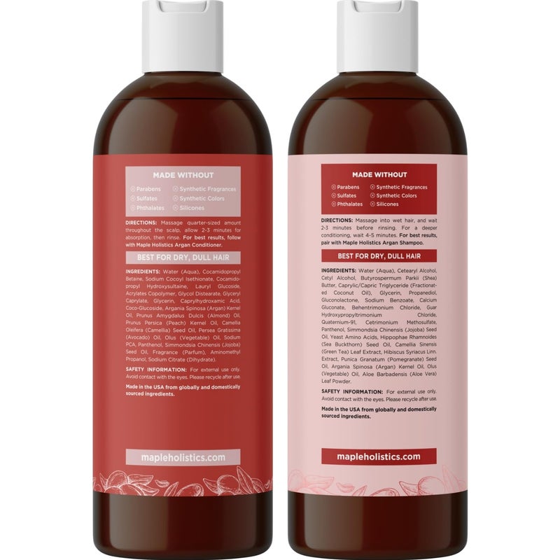 Maple Holistics Argan Oil of Morocco Shampoo and Conditioner - Sulfate Free Shampoo and Conditioner Set for Color Treated Hair - Volumizing Shampoo and Conditioner for Men and Women for Curly Frizzy Dry Damaged Hair - Image 4