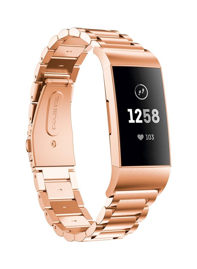 NIBEMINENT Replacement Strap For Fitbit Charge 3 Rose Gold  - Image 2