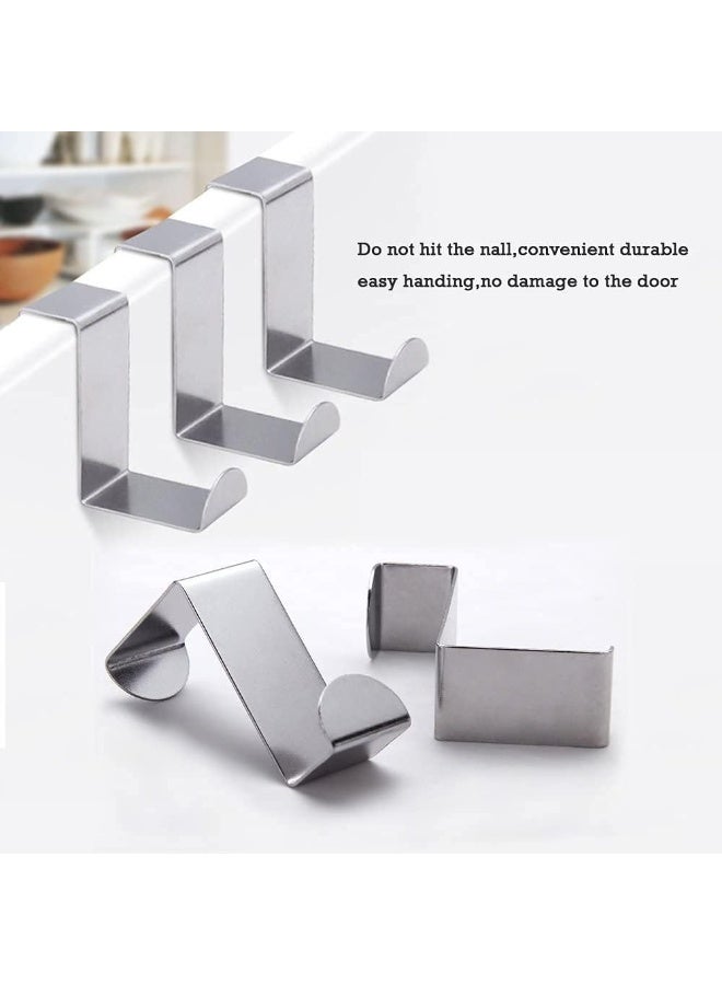 الخطافات، خطافات فوق الخزانة والخزانيات، خطافات الحمام، خطافات معدنية فوق الباب، حامل مصنوع من الفولاذ المقاوم للصدأ، خطافات قابلة للعكس لتعليق الملابس والقبعة والمنشفة والملابس، تساعد في تنظيم الغرفة، مجموعة من 4 قطع. - Image 2