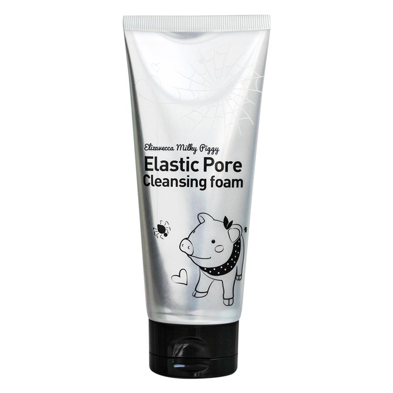 Elizavecca Milky Piggy Elastic Pore Charcoal 5% Cleansing Foam 120ml | black mask face pack | charcoal cleansing | wash off face wash | Not Tested on Animals, No Parabens - Image 1