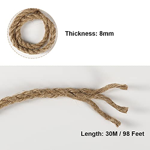 Tenn Well 8mm Jute Rope, 98 Feet 5/16” Thick Jute Cord Strong Rope Twine for Crafting, Gardening, Home Decoration, Cat Scratcher - Image 3