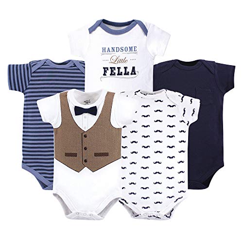 Little Treasure Unisex Baby Cotton Bodysuits, Handsome Fella Short-Sleeve, 18-24 Months - Image 1