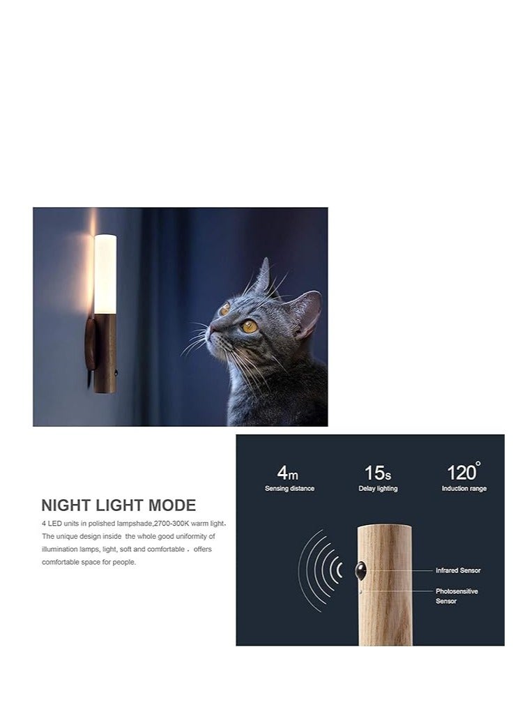 زوم بلس ضوء ليلي بمستشعر الحركة، ضوء LED ذكي، مسافة استشعار 4 أمتار، محمول باليد، يمكن لصقه في أي مكان لغرفة النوم، والسلالم، وغرفة الأطفال والمزيد، مادة زجاجية من الخشب الصلب عالية الجودة (خشب الجوز) - Image 2
