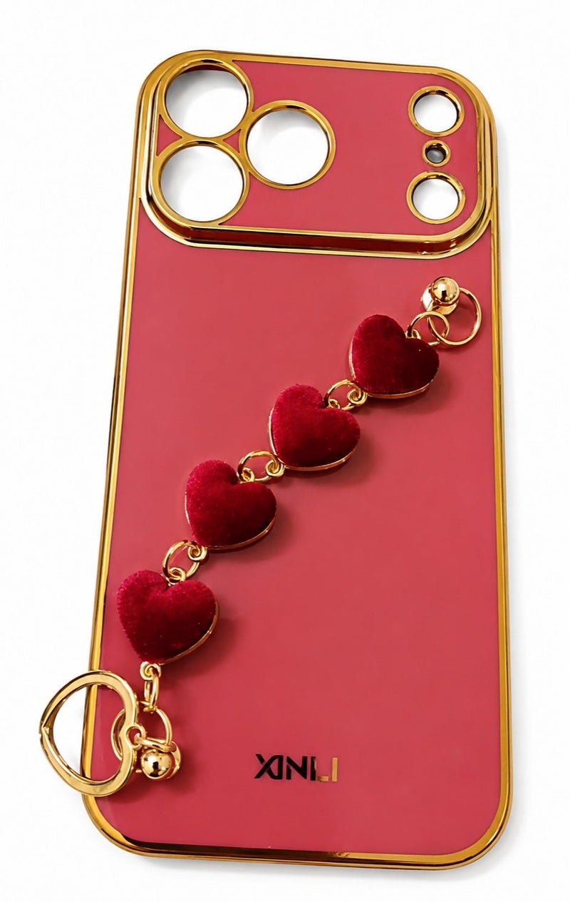 iPhone 17 Pro Max Case, Red Heart Chain Case, Scratch-Resistant Gel Rubber Soft Skin Silicone Case Cover for iPhone 17 Pro Max 7  inch