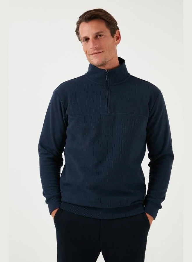 Buratti  Buratti Cotton Regular Fit Half Zipper Stand Collar Sweater Men's SWEATER 456112 for Men | Best Price UAE