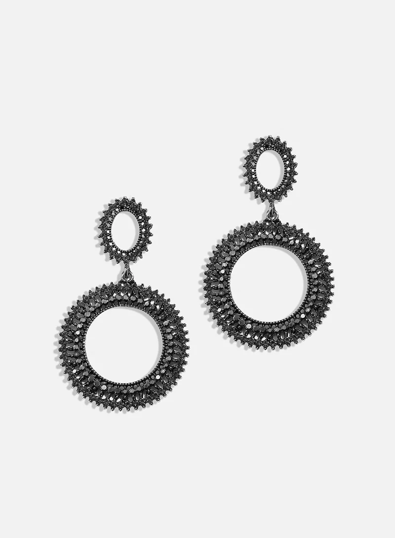 SOHI Circular Crystal Artificial Drop Earring Jewellery