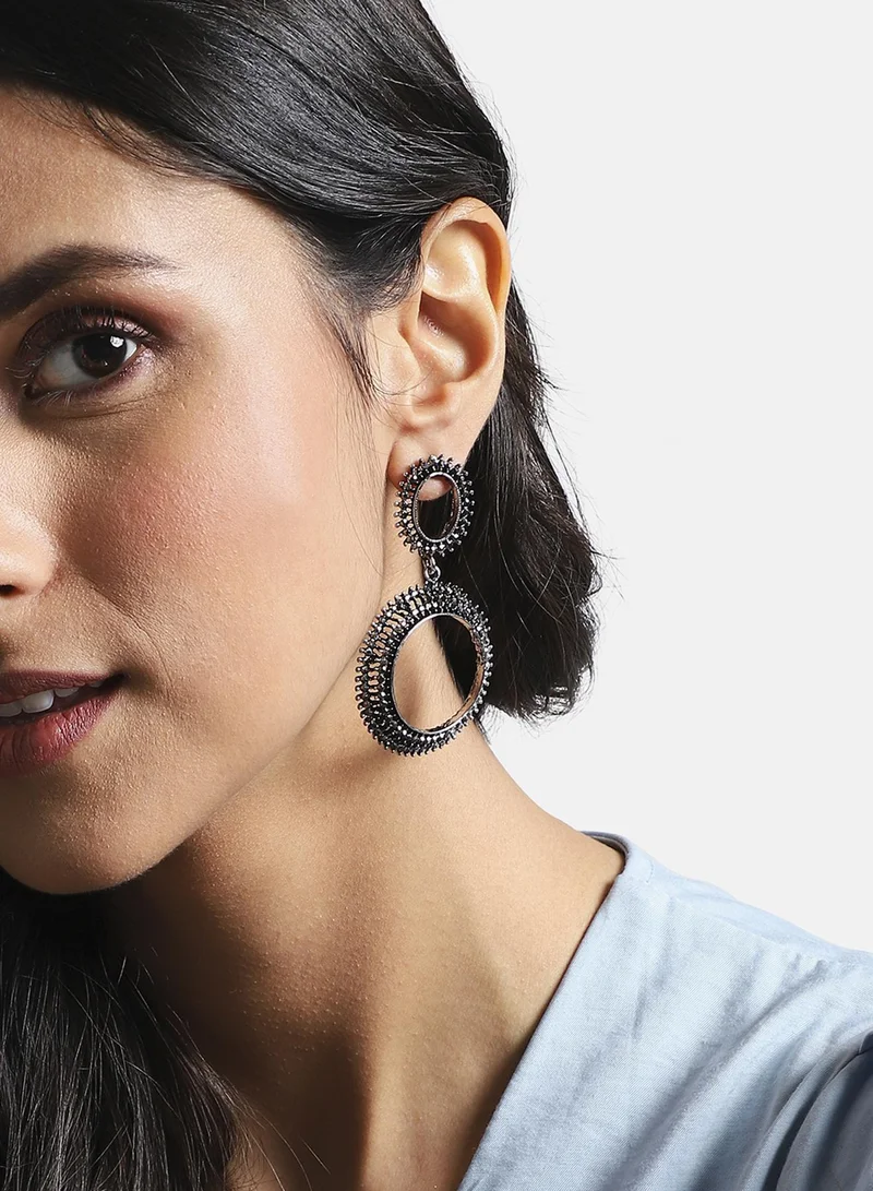 SOHI Circular Crystal Artificial Drop Earring Jewellery