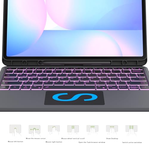 SNOODU Keyboard Case for Samsung Galaxy Tab S10 FE+ Plus 13.1 inch 2025: 7 Colors Backlit Keyboard with Trackpad | Smart Touchpad Magnetic Detachable Wireless Key Board Cover with Pen Holder and Kickstand - Image 3