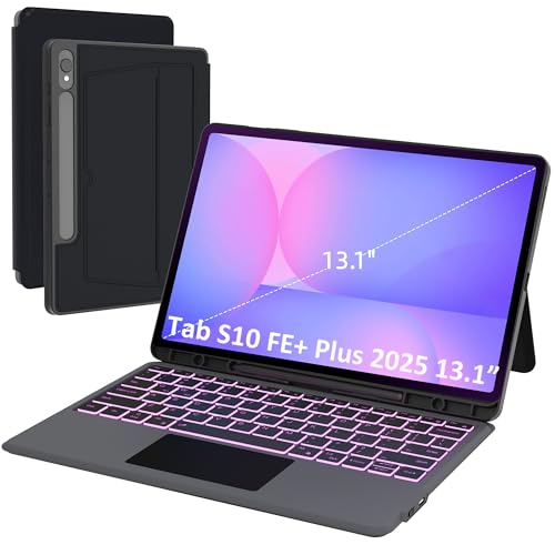 SNOODU Keyboard Case for Samsung Galaxy Tab S10 FE+ Plus 13.1 inch 2025: 7 Colors Backlit Keyboard with Trackpad | Smart Touchpad Magnetic Detachable Wireless Key Board Cover with Pen Holder and Kickstand - Image 1