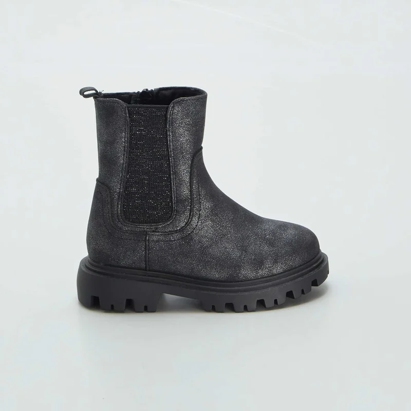 Kiabi Iridescent Ankle Boots With Notched Sole Black