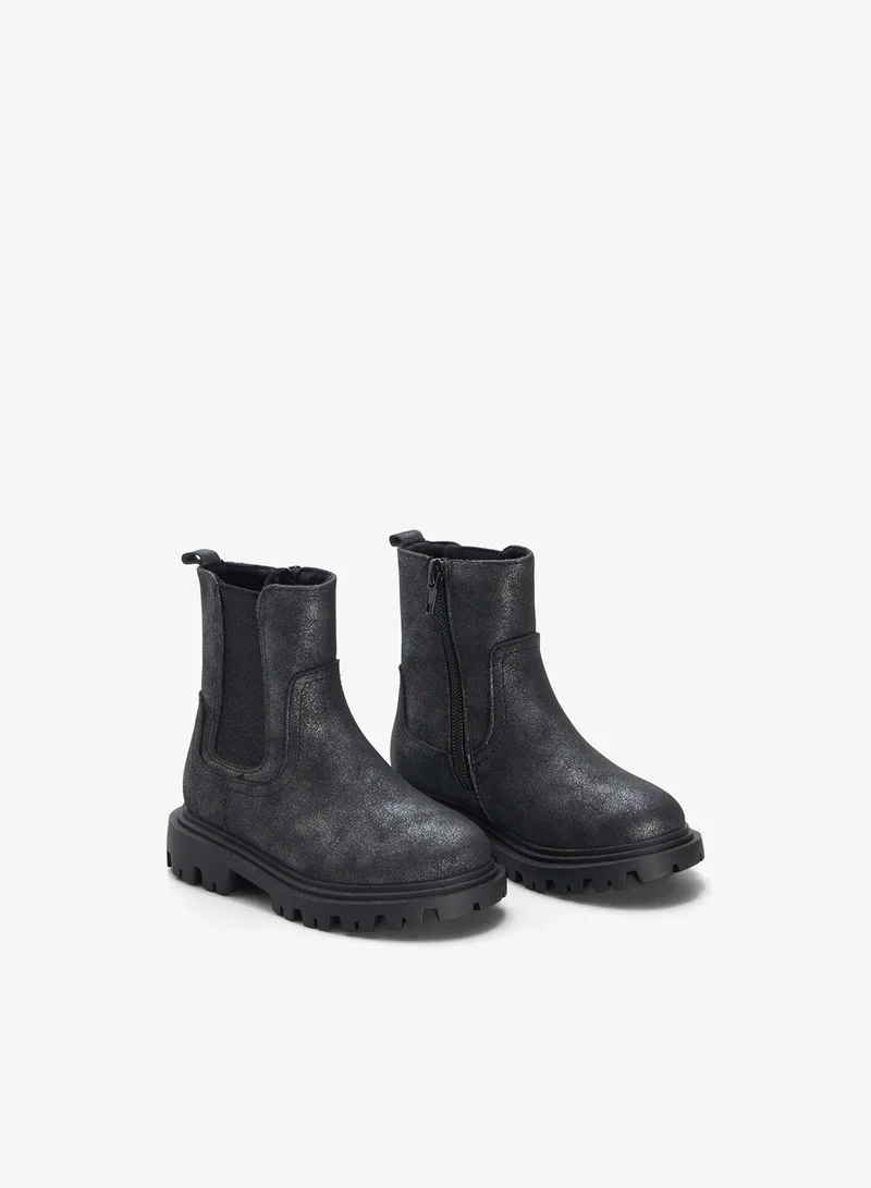 Kiabi Iridescent Ankle Boots With Notched Sole Black