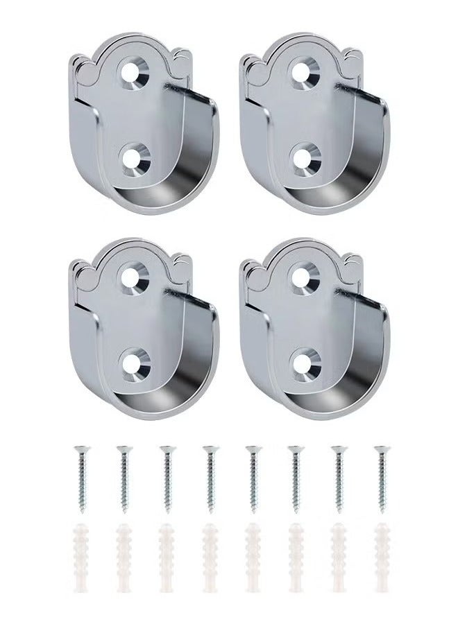 Realfrog Heavy Duty Closet Pole Sockets, 4 Pack Stainless Steel Closet Rod End Supports,Rod Holder with Screws,Easy Installation Or Quick Removal Shower Curtain Hanging Tube Rod Bracket - Image 2