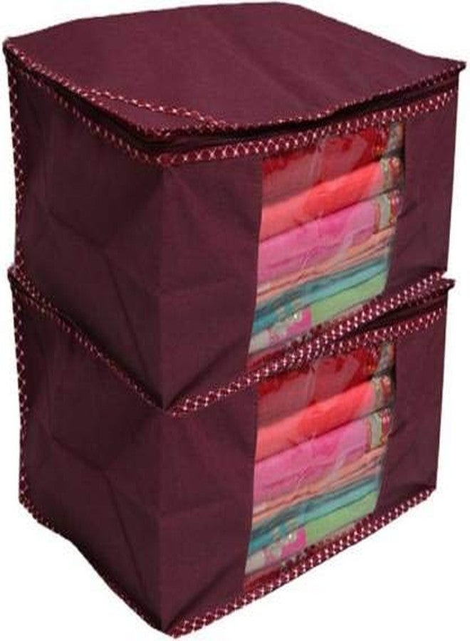 Shopocus Non-Woven Saree Cover/Bag with Zip for storage 2 Pcs Set (Maroon) 9 Inches - Image 1