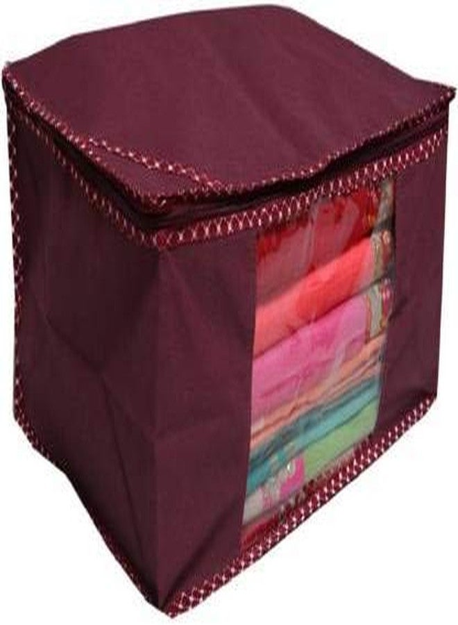 Shopocus Non-Woven Saree Cover/Bag with Zip for storage 2 Pcs Set (Maroon) 9 Inches - Image 4
