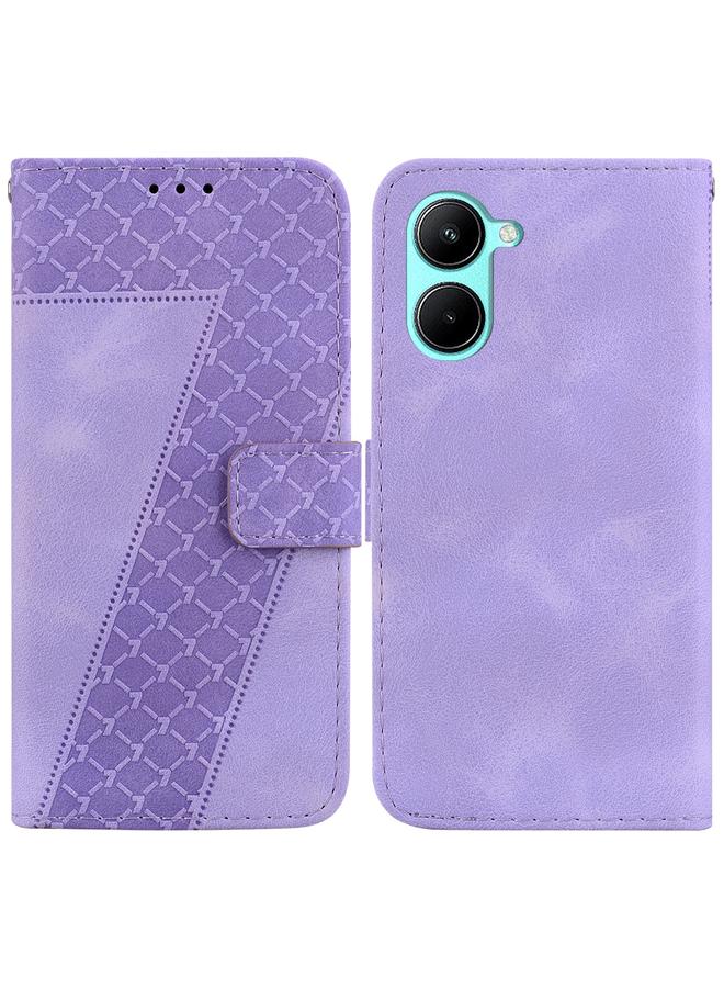 اس-توب جراب هاتف Realme C33 من الجلد المنقوش على شكل سبعة - Image 1