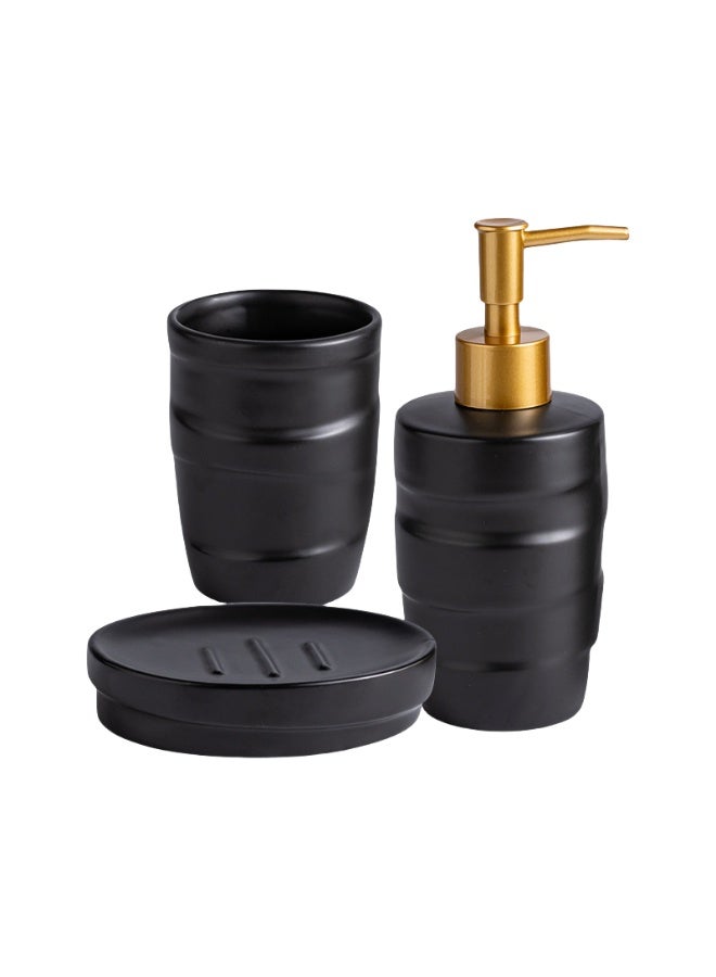 FUKE 3pcs Bathroom Accessories Set Ceramic Includes Soap Dispenser Toothbrush Cupand Soap Dish for Modern Bathroom Countertop Decor - Image 1