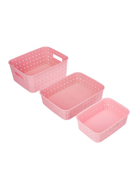 Sulfar Multipurpose Large Storage Baskets | Versatile Use for Organizing Fruits, Vegetables, Magazines, or Cosmetics | Set of 3, Durable (Pink)