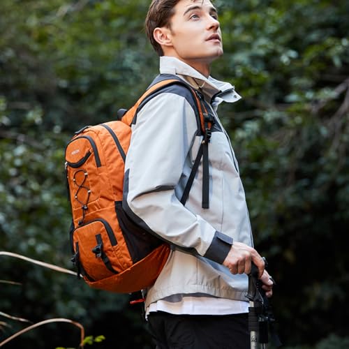 NerIion Nerlion Lightweight Foldable 35L Hiking Backpack Travel Backpack for Men Women Camping Waterproof Outdoor Hiking Daypack Backpack Orange - Image 3