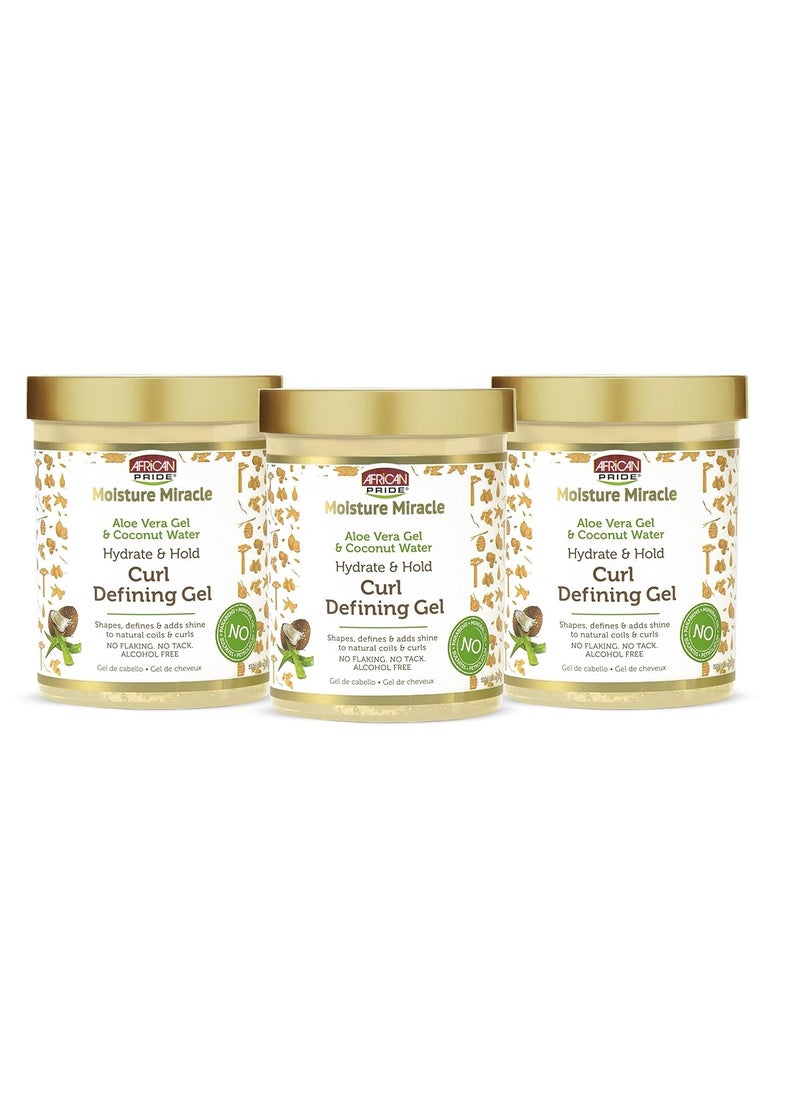African Pride African Pride Moisture Miracle Hydrate & Hold Curl Defining Hair Gel (3 Pack), For Natural Coils & Curls, Hydrates & Controls Frizz, 18 oz  - Image 1