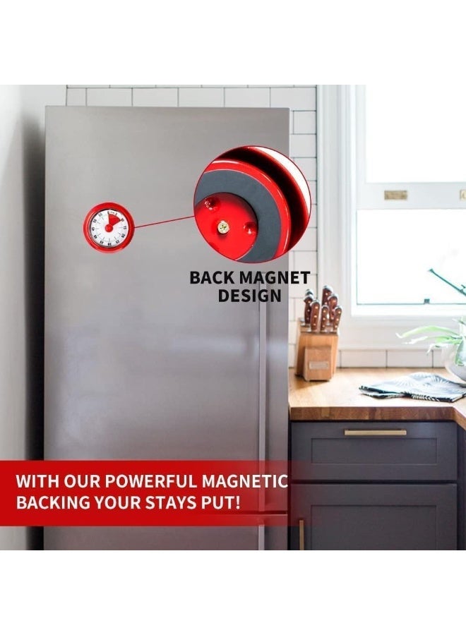 Mechanical Kitchen Timer, 60-Minute Wind-Up Countdown Timer with Loud Ring, Magnetic Back, No Battery Required, Cute Cooking Timer for Kitchen, Study, Classroom, Home Use - Image 4
