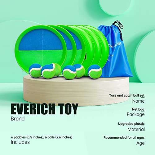 EVERICH TOY Upgraded Toss and Catch Ball Game Set Kids Toy Stocking Stuffers for Boys Girls Ages 312 Includes 6 Paddles 6 Sticky Balls WaterResistant Indoor Outdoor Toy for Beach Pool Yard - Image 5