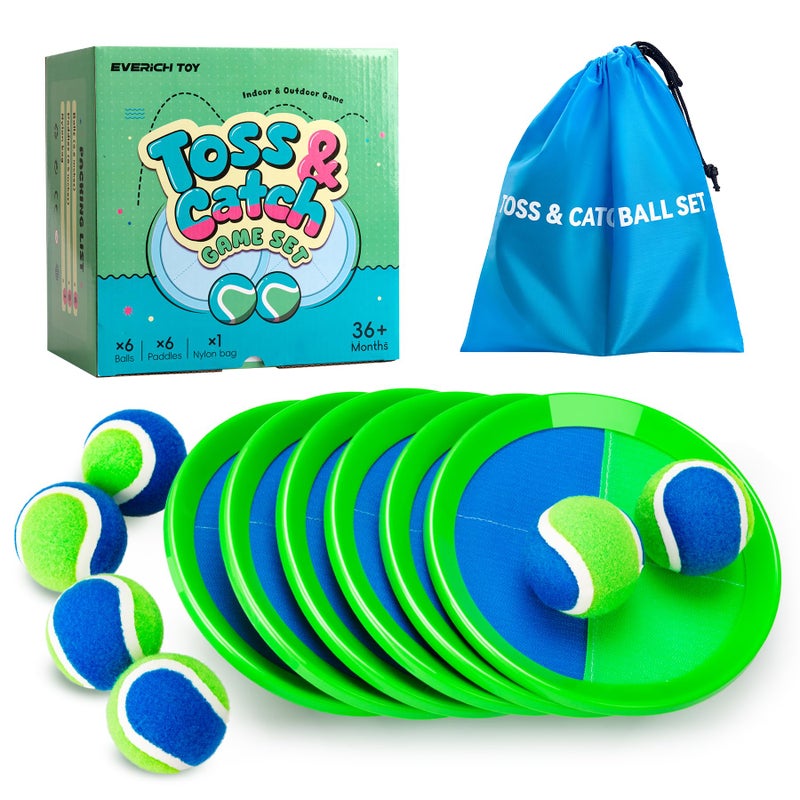 EVERICH TOY Upgraded Toss and Catch Ball Game Set Kids Toy Stocking Stuffers for Boys Girls Ages 312 Includes 6 Paddles 6 Sticky Balls WaterResistant Indoor Outdoor Toy for Beach Pool Yard - Image 3