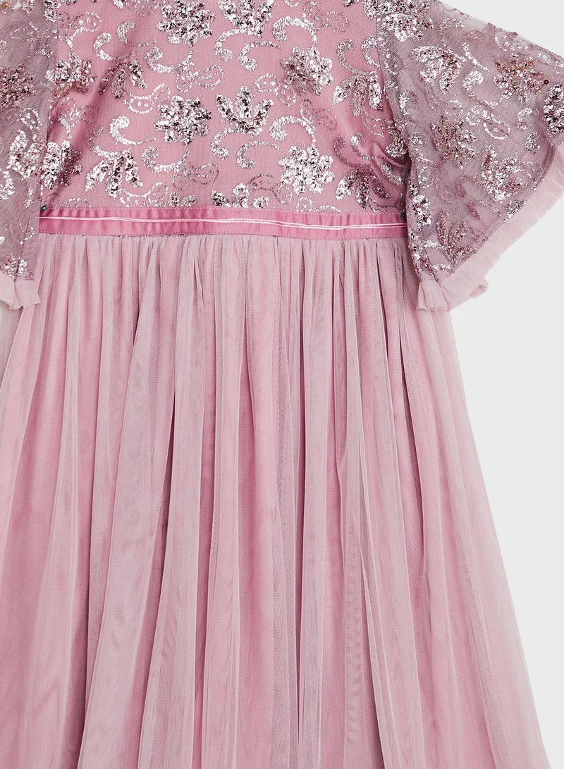 Little Golden Apple Floral Flutter Dress