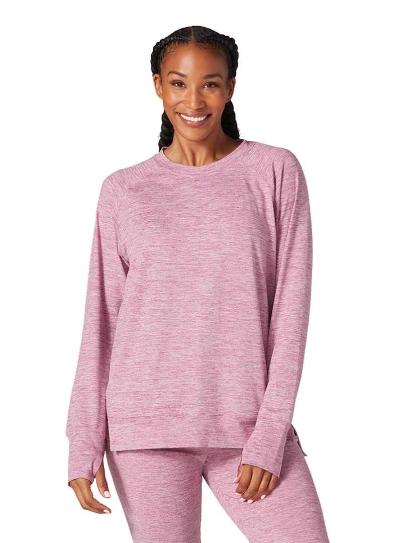 TAVI BRUSHED TEC KNIT SWEATSHIRT BERRY SPACE DYE - Image 1