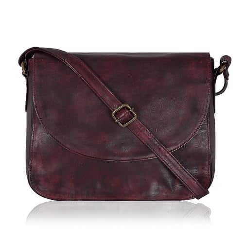 Ozora Handcrafted Genuine Leather Vintage Shoulder Crossbody Bag with YKK Zippers, Snap Button Closure and Mobile Holder - Image 1