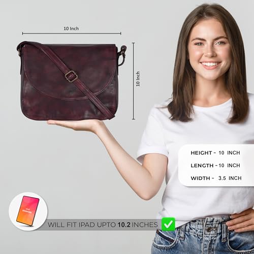 Ozora Handcrafted Genuine Leather Vintage Shoulder Crossbody Bag with YKK Zippers, Snap Button Closure and Mobile Holder - Image 2