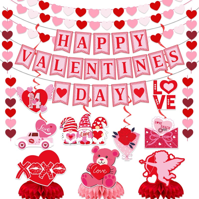PARTY TONIGHT Valentines Day Decorations Valentine Days Decorations for Party Happy Valentine Day Banners Valentines Day Hanging Swirls Valentine Day Honeycomb Centerpieces Valentine Day Decor - Image 3