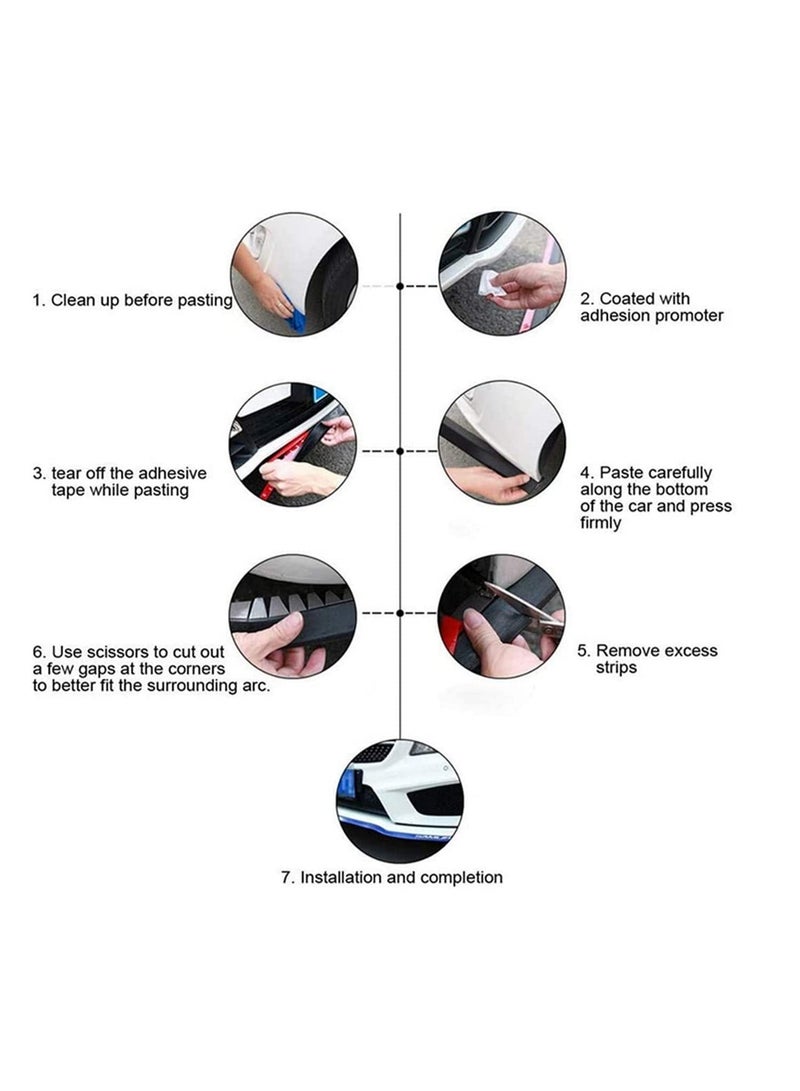 2.5 متر شريط ممتص للصدمات من المطاط الناعم للسيارة، بعرض 6 سم، واقي خارجي للصدام الأمامي، ملصق واقي للصدام، مجموعة شرائط الصدام باللون الأسود - Image 5