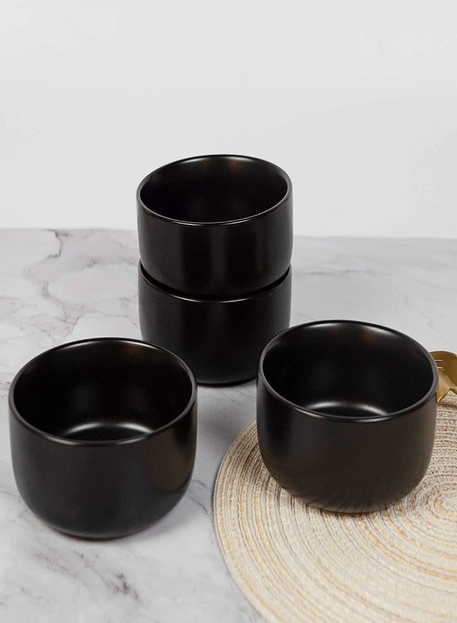 DECOR VIBES Melamine Side Dishes Bowl for Desserts, Ice Cream, Snacks, Condiments, Souffle, Yogurt, Soup - Dipping Sauce Bowl (Set of 4, Black) - Image 3
