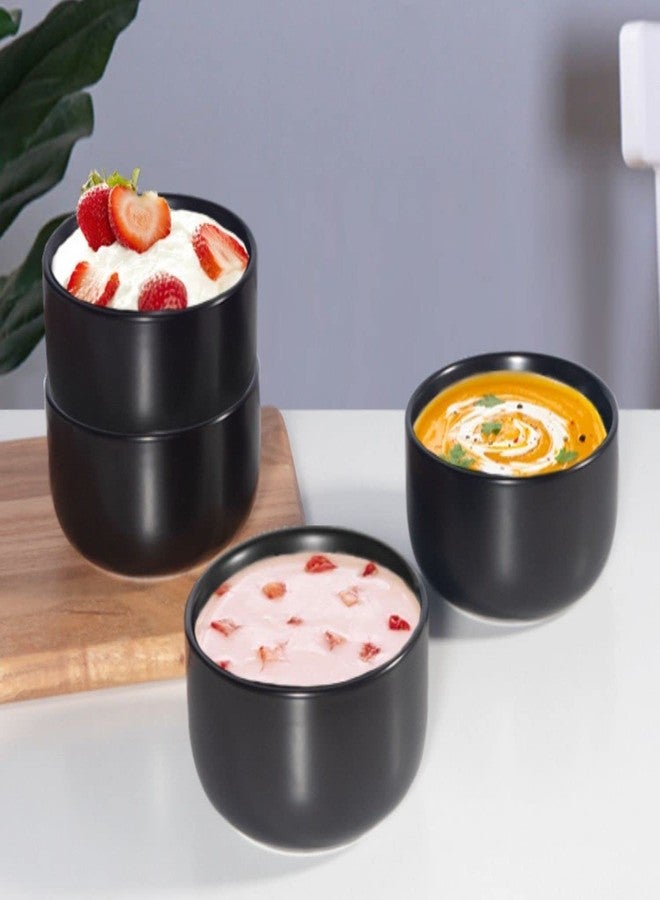 DECOR VIBES Melamine Side Dishes Bowl for Desserts, Ice Cream, Snacks, Condiments, Souffle, Yogurt, Soup - Dipping Sauce Bowl (Set of 4, Black) - Image 1
