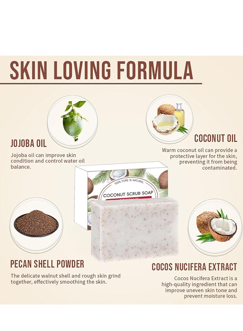 Generic Coconut Natural Soap, Coconut Scrub Soap for Deep Cleansing, Body & Face Soap Bar with Coconut Oil, Moisturizing Soap Bars, Handmade Soap Bar, Shampoo Bar for Women, Fresh Scent & Rich Foam 100g  - Image 4