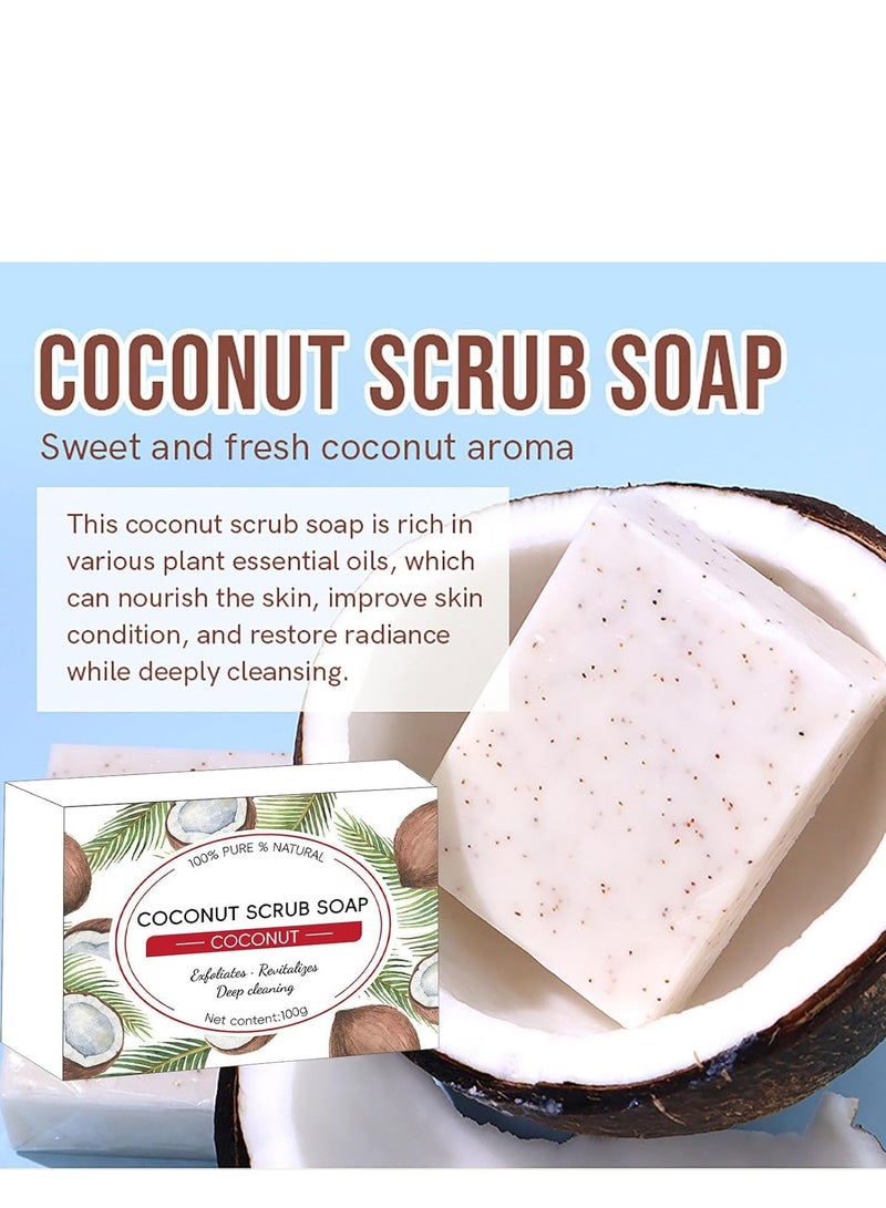 Generic Coconut Natural Soap, Coconut Scrub Soap for Deep Cleansing, Body & Face Soap Bar with Coconut Oil, Moisturizing Soap Bars, Handmade Soap Bar, Shampoo Bar for Women, Fresh Scent & Rich Foam 100g  - Image 5
