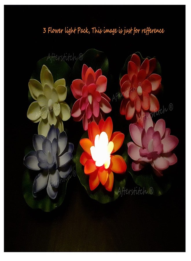 AFTERSTITCH Lotus Flower Shape Floating Light Candles Diya for Home Decoration Party Festive Diwali Décor (Batteries Included, Water Sensor) Set of 3 Floating Lotus Flowers Artificial with Lights - Image 2